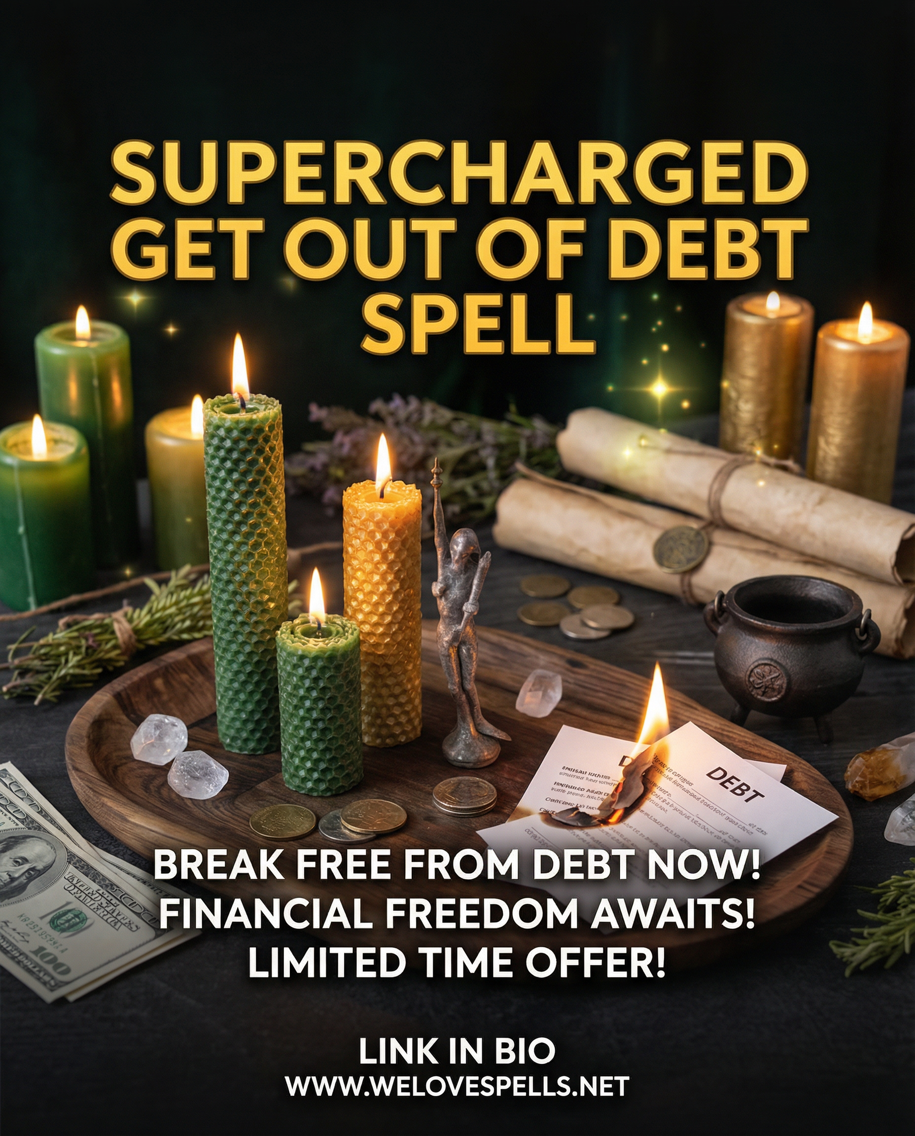 Supercharged Get Out of Debt Spell: Manifest Financial Freedom Fast