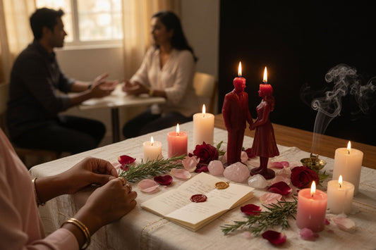9 signs a reconciliation spell is working shown through a warm candlelit reconciliation ritual altar prepared for healing and renewed communication
