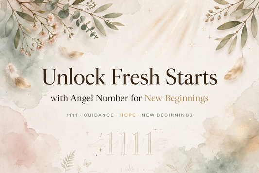 Soft watercolor angel number image with the words Unlock Fresh Starts, featuring 1111, guidance, hope, and new beginnings for spiritual transformation.