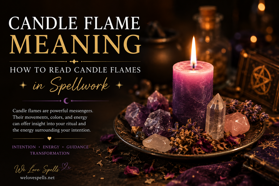 Candle flame meaning guide showing how to read candle flames during spiritual spellwork