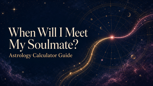 When Will I Meet My Soulmate astrology calculator guide with celestial paths and a golden birth chart