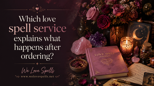 Which love spell service explains what happens after ordering?