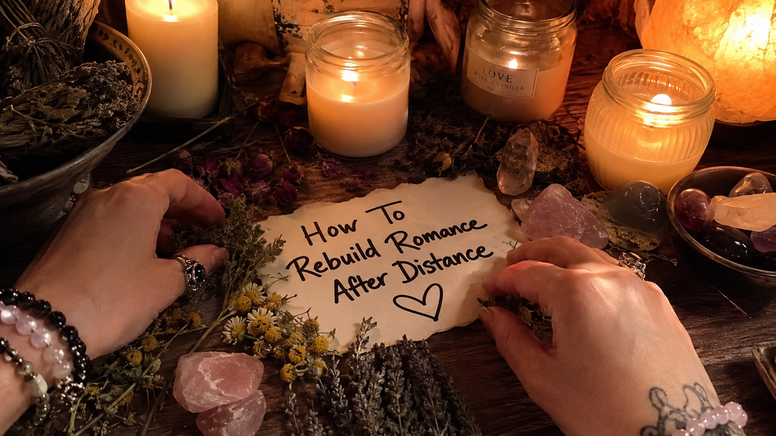 Couple reconnecting with a warm embrace, illustrating how to rebuild romance after distance and restore emotional closeness