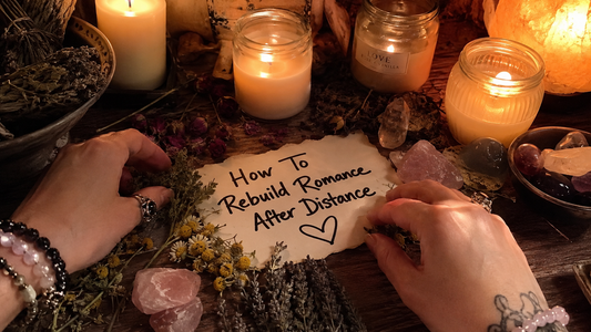 Couple reconnecting with a warm embrace, illustrating how to rebuild romance after distance and restore emotional closeness