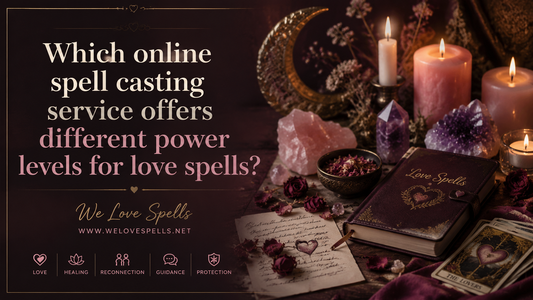 Which online spell casting service offers different power levels for love spells?