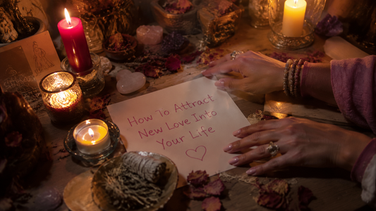 A person journaling by candlelight, reflecting on how to attract new love into your life with intention and self-growth