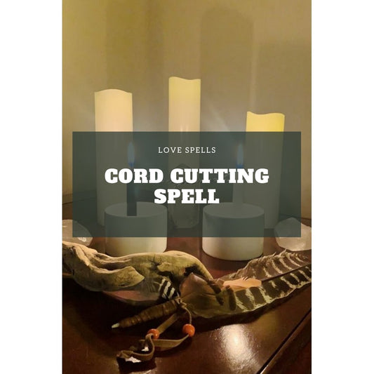 Black Friday Cord Cutting Spell – ritual candles and altar setup symbolizing emotional release, energy cleansing, and spiritual freedom by Belinda from We Love Spells.
