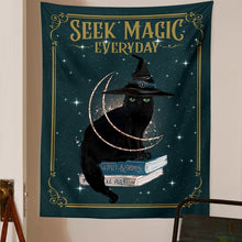Carregar imagem no visualizador da galeria, Cat Mysterious Divination Witchcraft Tapestry - We Love Spells
