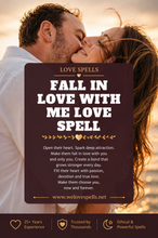 Load image into Gallery viewer, Romantic couple embracing at sunset with warm golden light representing a fall in love with me love spell to attract deep emotional connection and lasting passion by Belinda