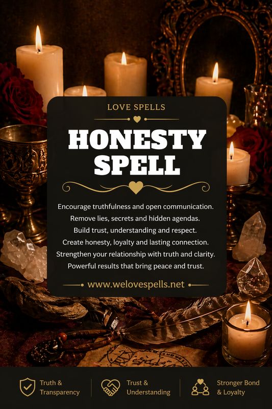 Honesty spell casting altar with glowing candles, feather and ritual tools in a dim mystical setting, symbolizing truth, clarity and revealing hidden intentions in love and relationships by Belinda