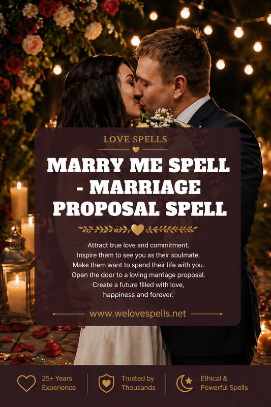 Romantic couple kissing in candlelit setting with roses and warm lights symbolizing a marry me spell and marriage proposal love spell to attract commitment and lifelong love by Belinda