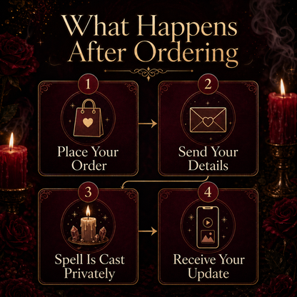 Obsession Spell after order process showing private casting and photo video update