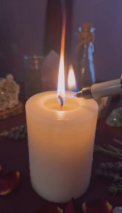 Belinda preparing a private regret spell ritual with candlelight, herbs, rose petals, crystals, and petition paper to support reflection, remorse, and emotional closure.