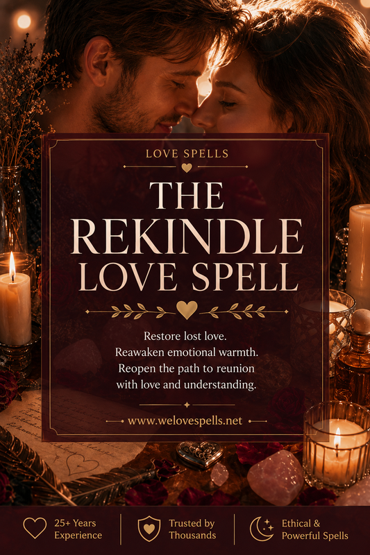 Rekindle Love Spell image for returning lost love, restoring emotional warmth and supporting reunion energy through a romantic love ritual
