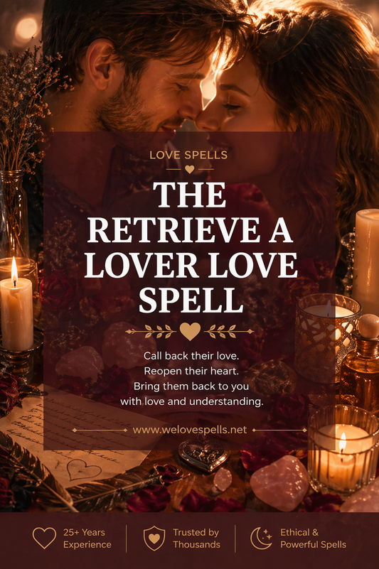Romantic couple reconnecting with candlelit altar, roses and crystals representing a retrieve a lover love spell to bring back lost love by Belinda